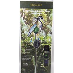 PEACOCK AND FLAMINGO SOLAR GARDEN LIGHTS X 3