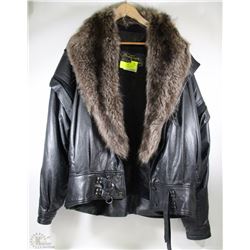 THE LEATHER RANCH LEATHER JACKET WITH FUR SIZE L