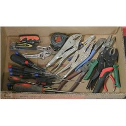 FLAT OF TOOLS INCL. VICE GRIPS, SNIPS,