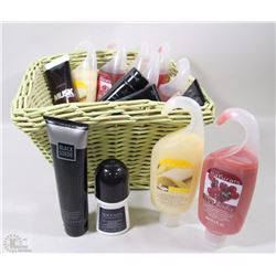 BASKET OF AVON SHOWER GELS, AFTERSHAVE,MOISTURIZER