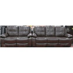 NEW ROCKFORD BROWN LEATHERETTE RECLINING SOFA