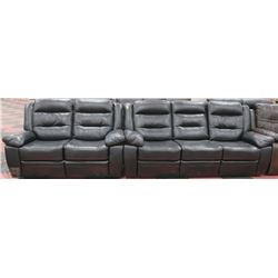 NEW BLAKE BLACK LEATHERETTE RECLINING SOFA AND