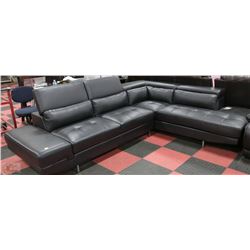 NEW BLACK LEATHERETTE LARGE LIFT BACK SECTIONAL