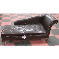 NEW BROWN LEATHETTE CHASE LOUNGE CHAIR