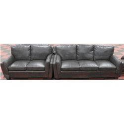 NEW CHARCOAL LEATHERETTE SOFA AND LOVESEAT