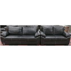 NEW BLACK LEATHERETTE SOFA AND LOVESEAT WITH