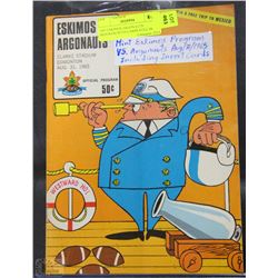 1965 ESKIMOS ARGONAUTS PROGRAM WITH CARDS STILL IN