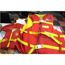 3 ADULT AND 1 CHILDS LIFE JACKET