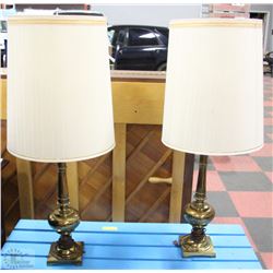PAIR OF BRASS LAMPS