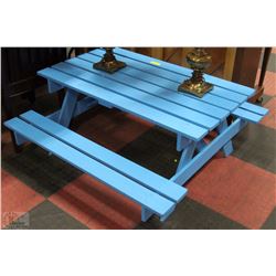 NEW BLUE WOODEN KIDS PICNIC TABLE