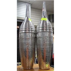 PAIR OF CHROME TONE SHOWHOME VASES