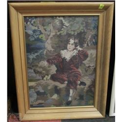 ESTATE WOOD FRAMED NEEDLEPOINT PICTURE