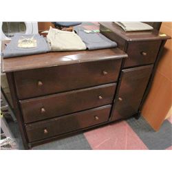 SOLID WOOD 2 LEVEL 4 DRAWER 1 CABINET DRESSER W/