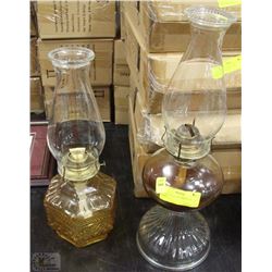 2 VINTAGE AMBER OIL LAMPS