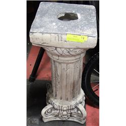 GREY AND WHITE 25" TALL CERAMIC PLANT PEDESTAL