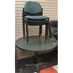 ROUND GREEN TABLE WITH 4 CHAIRS