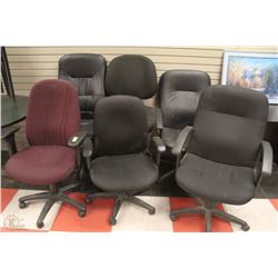 6 ASSORTED HYDRAULIC LIFT OFFICE CHAIRS