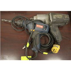 RYOBI ELECTRIC DRILL SOLD W/ B&D ELECTRIC IMPACT