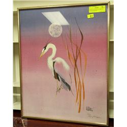 FRAMED PAINTING OF A BIRD  BY SYDNEY KIRKNESS