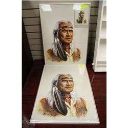 2 FRAMED PRINTS OF CHIEF DAN GEORGE BY RAY SENFT