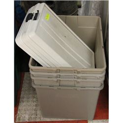 LOF OF 4 TOTES ON WHEELS WITH LIDS