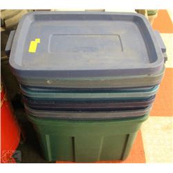 LOT OF 5 RUBBERMAID ROUGHNECK STORAGE TOTES