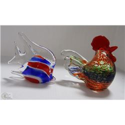 2 ART GLASS FIGURINES