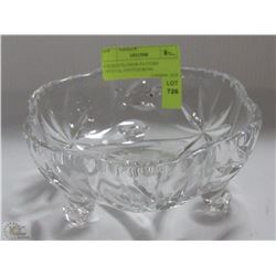 ETCHED FLOWER PATTERN CRYSTAL FOOTED BOWL