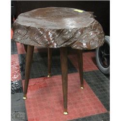 HANDMADE BURL END TABLE 34"X22"H
