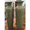 Image 1 : PAIR OF GREEN WITH GOLD TRIM VASES