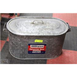 LARGE METAL GALVANIZED WASHTUB W/LID