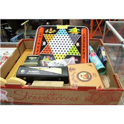 TRAY OF COLLECTIBLE GAMES AND MORE