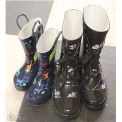 WOMENS  SZ 6  RUBBER BOOTS SOLD W/ CHILDREN SZ 8