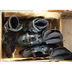 BOX W/TWO PAIRS OF ENKOR ROLLER BLADES,