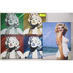 PAIR OF MARILYN MONROE STRETCHED CANVAS ARTWORK
