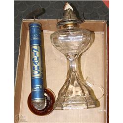 RETRO VINTAGE OIL LAMP AND VINTAGE 1887 CHAPIN BEE