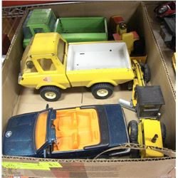 FLAT OF VINTAGE TONKA  & MISC TOYS