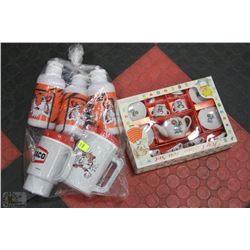 CHILDREN TEA SET SOLD W/ TEXACO MUGS,WATER BOWL