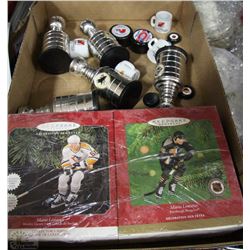 FLAT WITH ASSORTED HOCKEY COLLECTIBLES INCL.