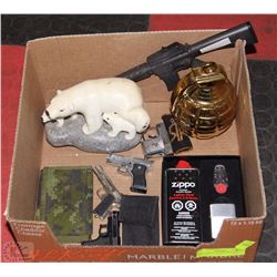 BOX W/GRANADE DÉCOR, CAMO WALLET, .