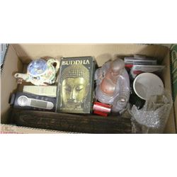 BOX W/BUDDHA FIGURINE, BUDDHA WOOD
