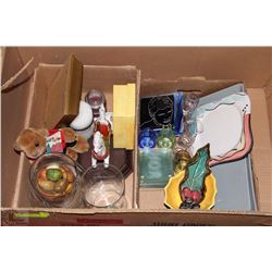 FLAT WITH MIXED GLASS COASTERS DECOR ,SIGNED