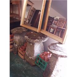 Old garden staddle stone and top…