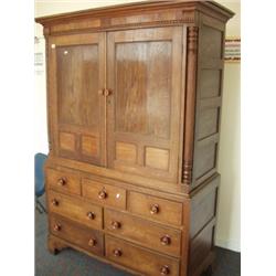 Late 18c Welsh oak cupboard, seven drawers…