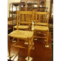 Set of six Regency bamboo chairs with turn…