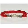 Image 1 : #7-STERLING SILVER PEARL AND CORAL BRACELET
