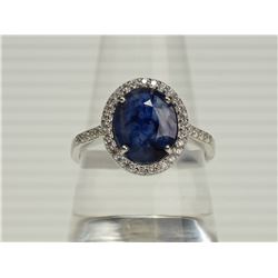 #14-STERLING SILVER SAPPHIRE (3.0CT) RING