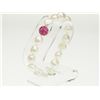 Image 3 : #15-FRESHWATER PEARL BRACELET WITH PINK CRYSTAL