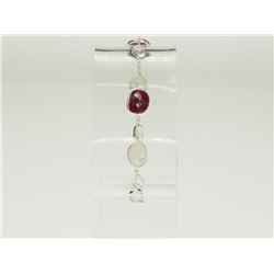 #22-STERLING SILVER RUBY AND MOONSTONE BRACELET