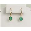 Image 1 : #28-14K YELLOW GOLD EMERALD (2.6CT) HOOP EARRINGS